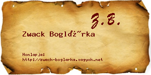 Zwack Boglárka névjegykártya